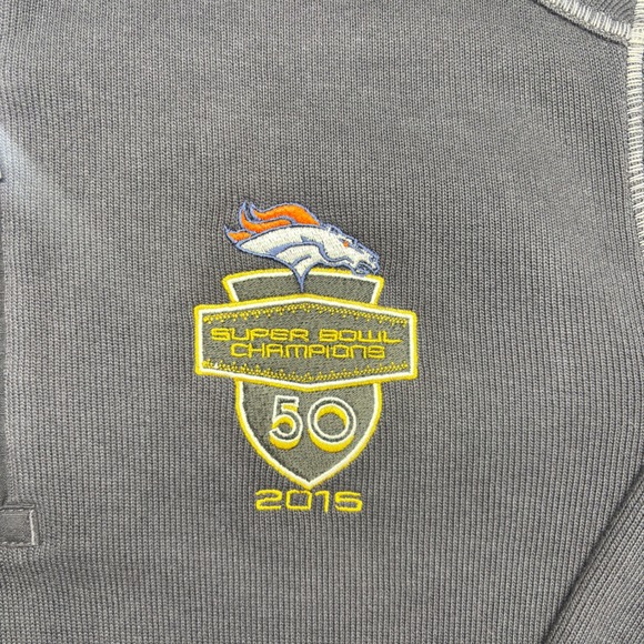 Tommy Bahama Mens Denver Broncos Super Bowl 50 Champions 1/4 Zip Pullover M - Picture 3 of 9